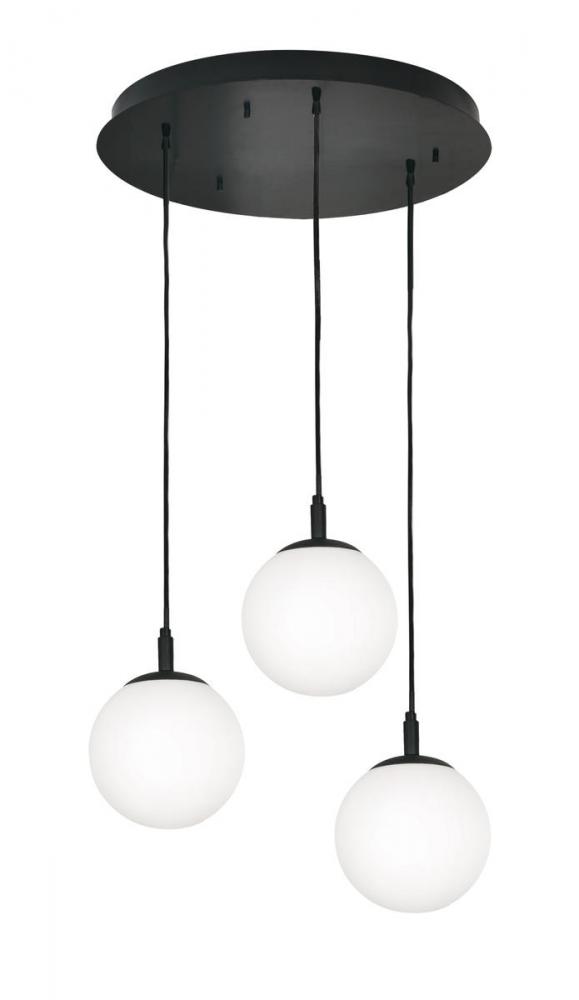 Loretto 3 Light Round Pendant,120V,Black