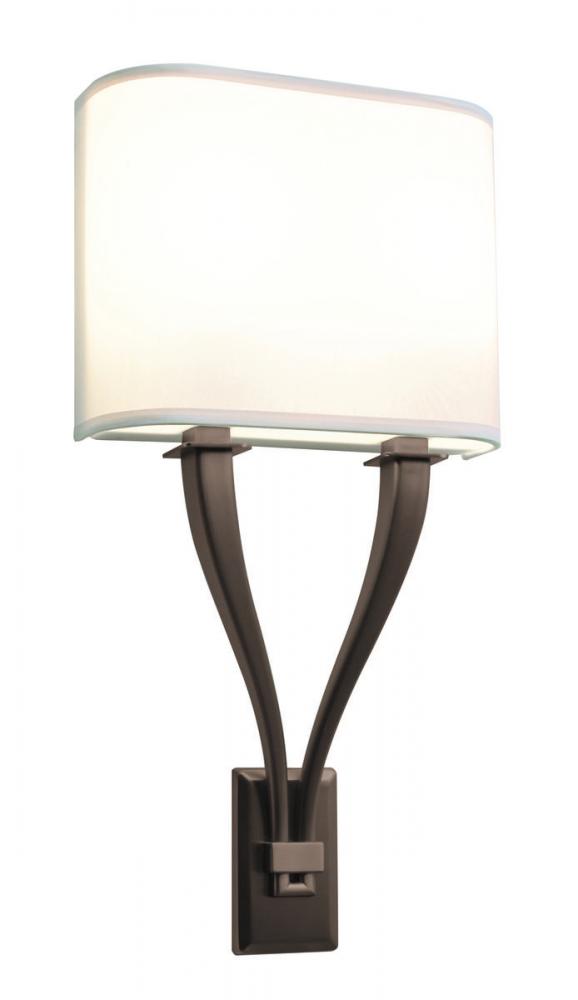 Tory 11&#39;&#39; LED Sconce- Oakley Bronze Finish - White Linen Shade