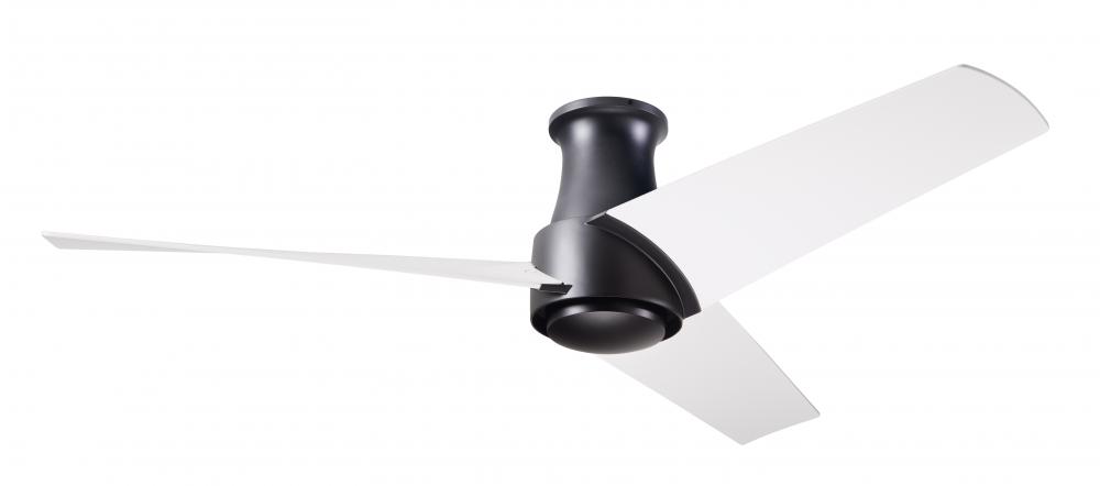 Ambit Flush DC Fan- Matte Black Finish; 56&#34; Matte White Blades; No Light; Remote Control