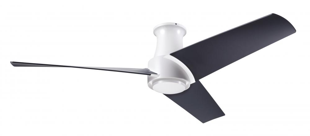 Ambit Flush DC Fan- Matte White Finish; 56&#34; Matte Black Blades; No Light; Remote Control