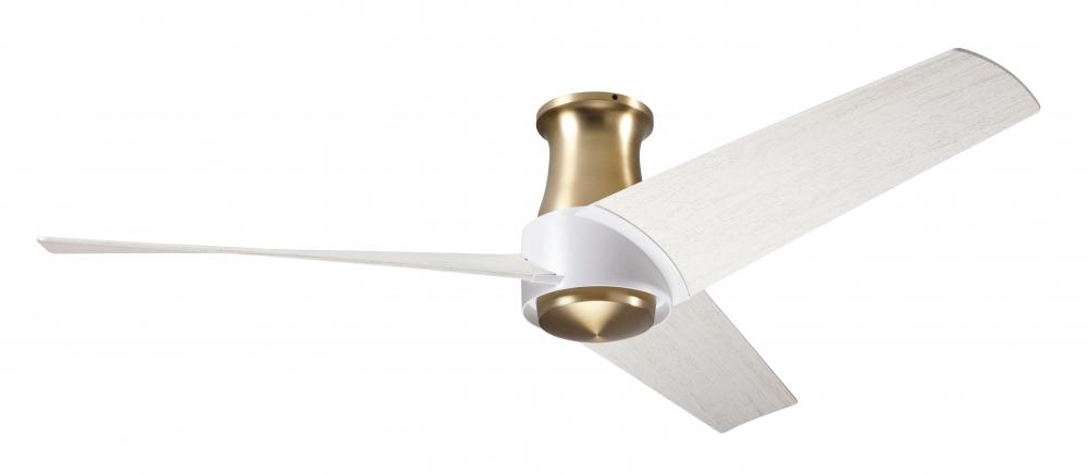 Ambit Flush DC Fan- Satin Brass/Matte White Finish; 56&#34; Whitewash Blades; No Light