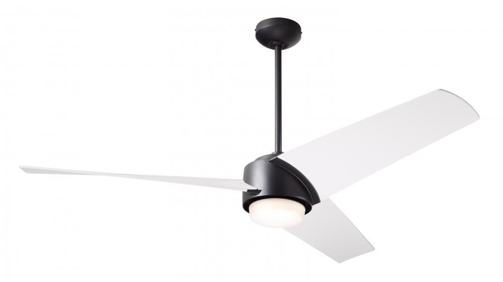 Ambit DC Fan- Matte Black Finish; 56&#34; Matte White Blades; 17W LED (Matte Black Trim); Wall Contr