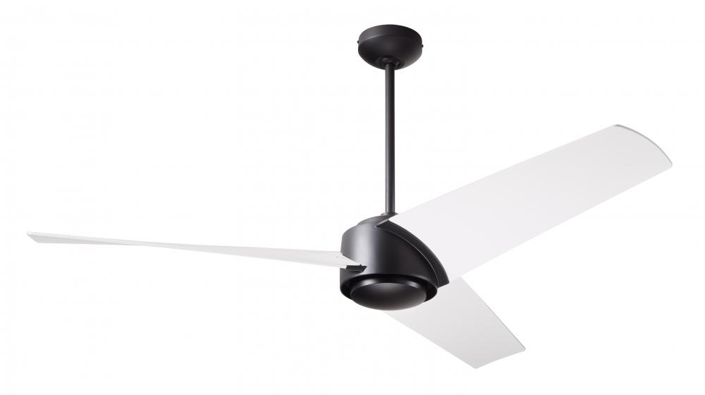 Ambit DC Fan- Matte Black Finish; 56&#34; Matte White Blades; No Light; Remote Control