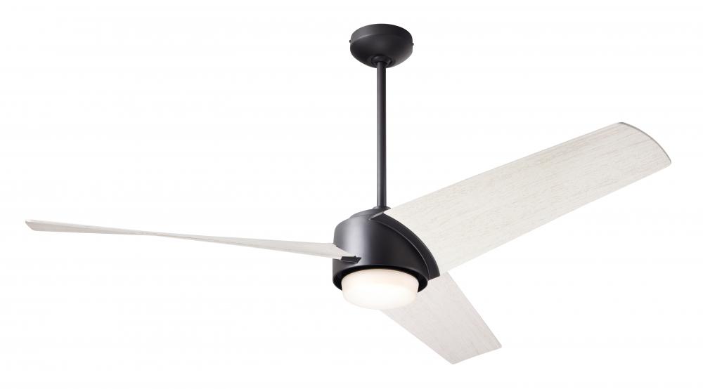 Ambit DC Fan- Matte Black Finish; 56&#34; Whitewash Blades; 17W LED (Matte Black Trim); Wall Control