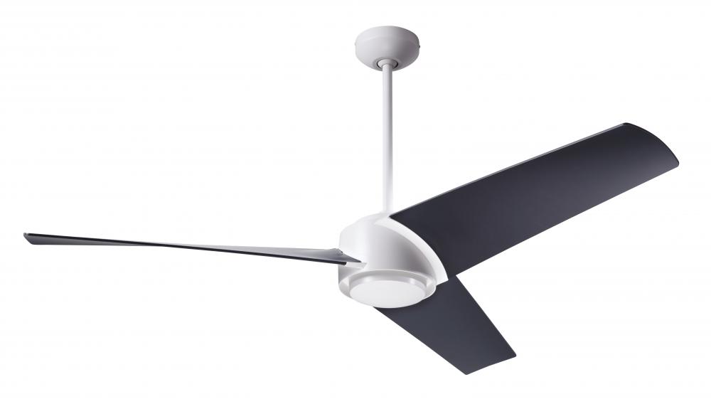 Ambit DC Fan- Matte White Finish; 56&#34; Matte Black Blades; No Light; Wall Control