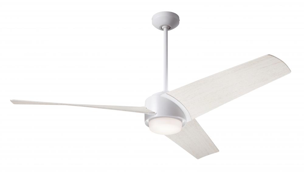 Ambit DC Fan- Matte White Finish; 56&#34; Whitewash Blades; 17W LED (Matte White Trim); Wall Control