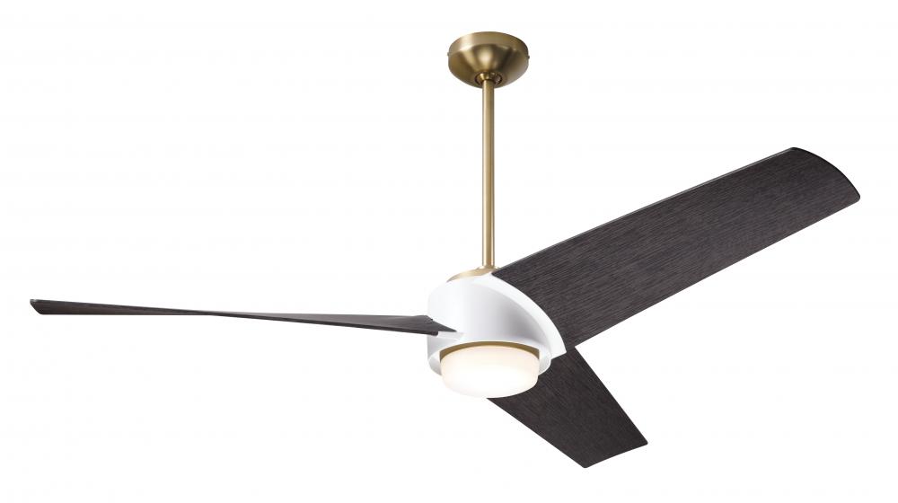 Ambit DC Fan- Satin Brass/Matte White Finish; 56&#34; Ebony Blades; 17W LED (Satin Brass Trim)