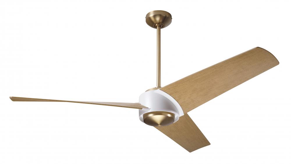 Ambit DC Fan- Satin Brass/Matte White Finish; 56&#34; Maple Blades; No Light; Wall Control