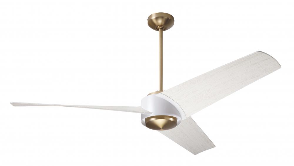 Ambit DC Fan- Satin Brass/Matte White Finish; 56&#34; Whitewash Blades; No Light; Wall Control