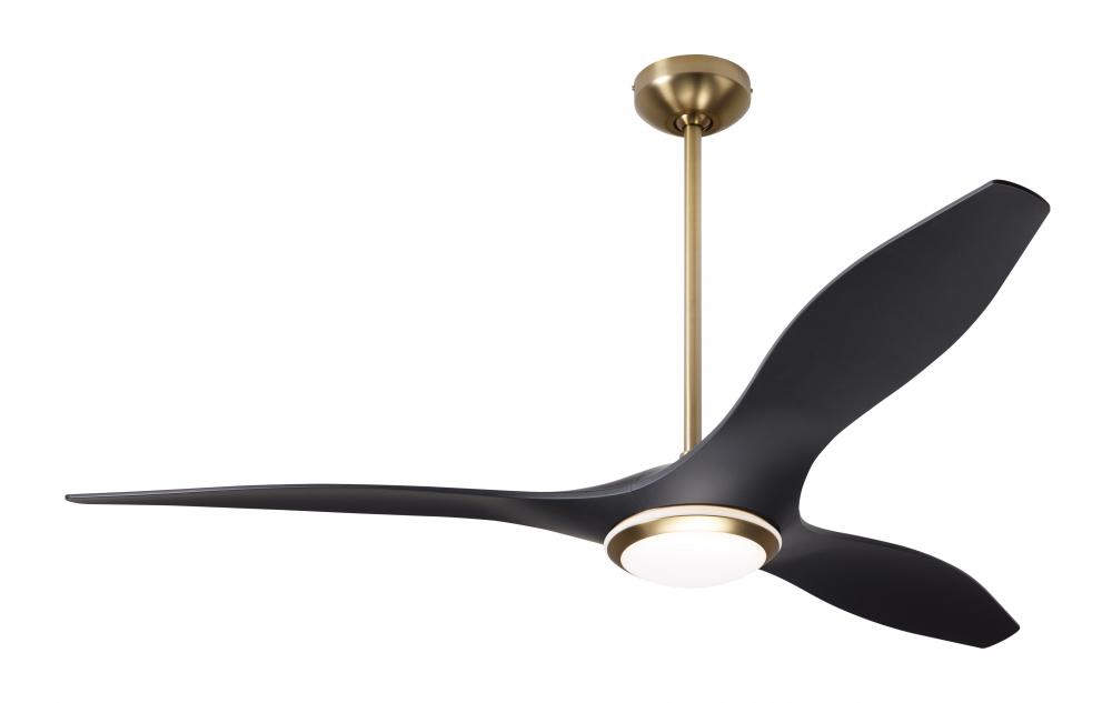 IC/Brisa DC Fan- Satin Brass/Matte Black Finish; 56&#34; Matte Black Blades; 17W LED (Satin Brass Tr