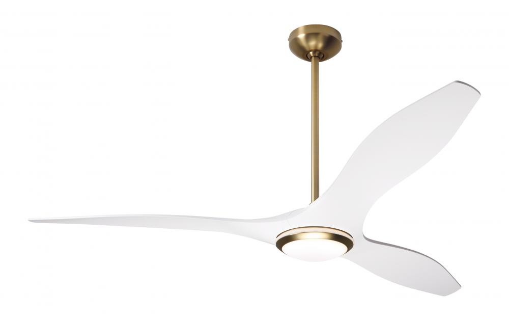 IC/Brisa DC Fan- Satin Brass/Matte White Finish; 56&#34; Matte White Blades; 17W LED (Satin Brass Tr