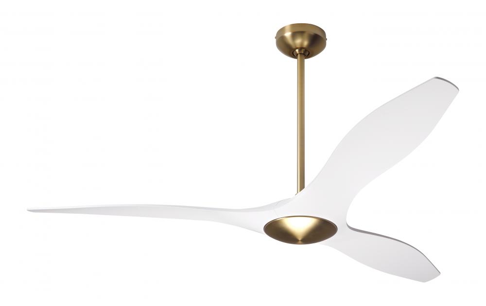 IC/Brisa DC Fan- Satin Brass/Matte White Finish; 56&#34; Matte White Blades; No Light