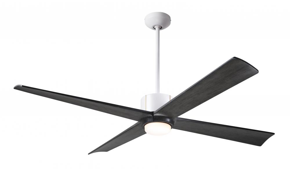 Nouveau DC Fan; Matte White Finish w/ Brass; 56&#34; Ebony Blades; 17W LED; Wall Control