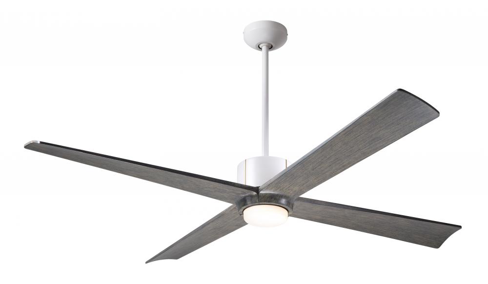 Nouveau DC Fan; Matte White Finish w/ Brass; 56&#34; Graywash Blades; 17W LED; Remote Control