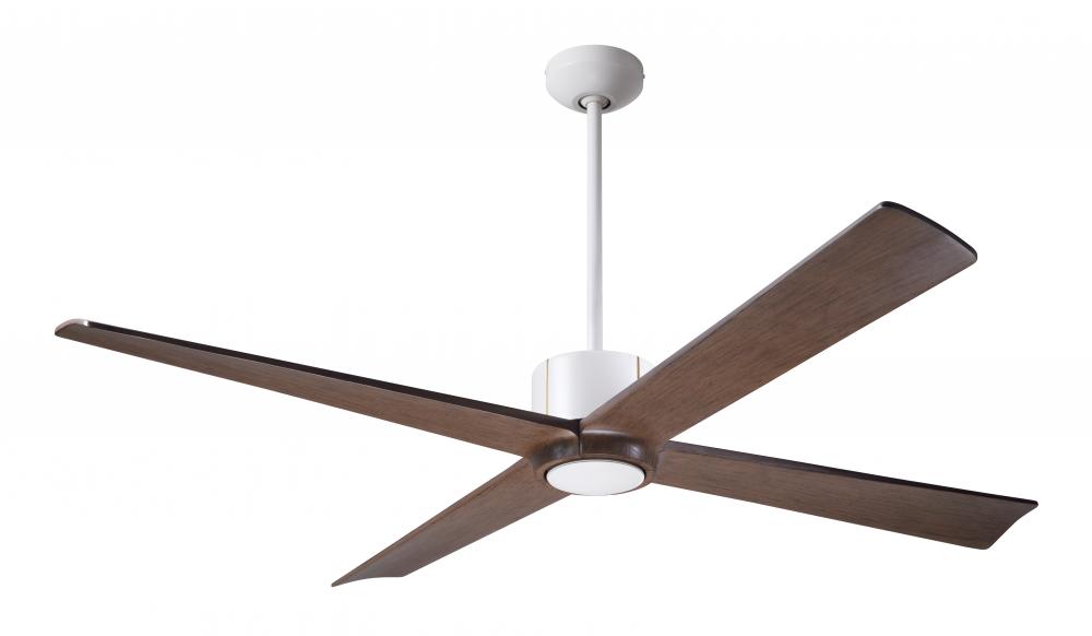 Nouveau DC Fan; Matte White Finish w/ Brass; 56&#34; Mahogany Blades; No Light; Wall Control