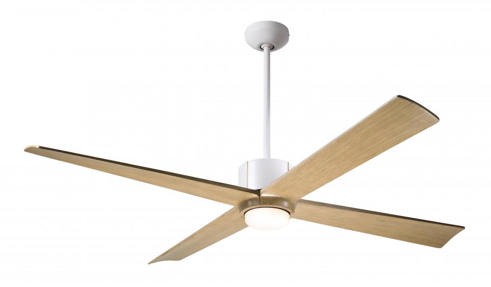 Nouveau DC Fan; Matte White Finish w/ Brass; 56&#34; Maple Blades; 17W LED; Remote Control