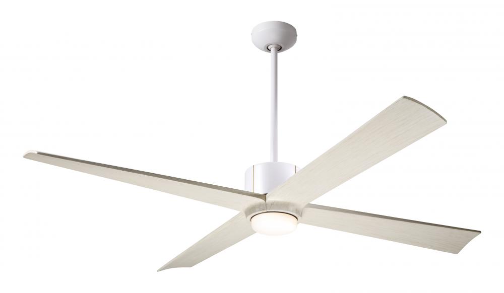 Nouveau DC Fan; Matte White Finish w/ Brass; 56&#34; Whitewash Blades; 17W LED; Remote Control