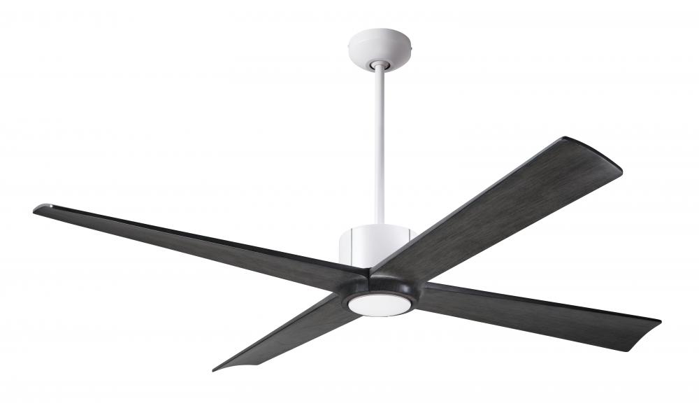 Nouveau DC Fan; Matte White Finish w/ Graphite; 56&#34; Ebony Blades; No Light; Wall Control