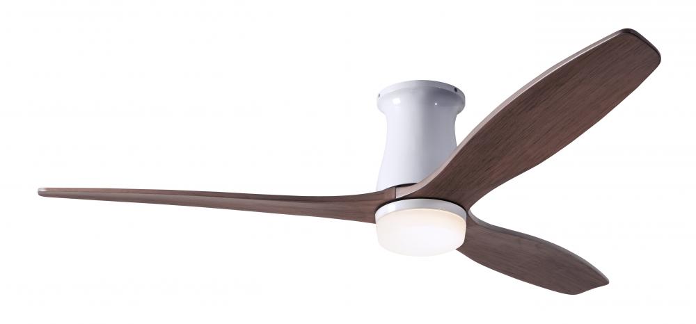 Arbor Flush DC Fan; Gloss White Finish; 54&#34; Mahogany Blades; 17W LED; Remote Control