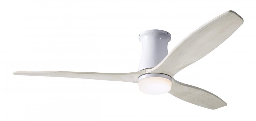 Arbor Flush DC Fan; Gloss White Finish; 54&#34; Whitewash Blades; 17W LED; Wall/Remote Combo Control