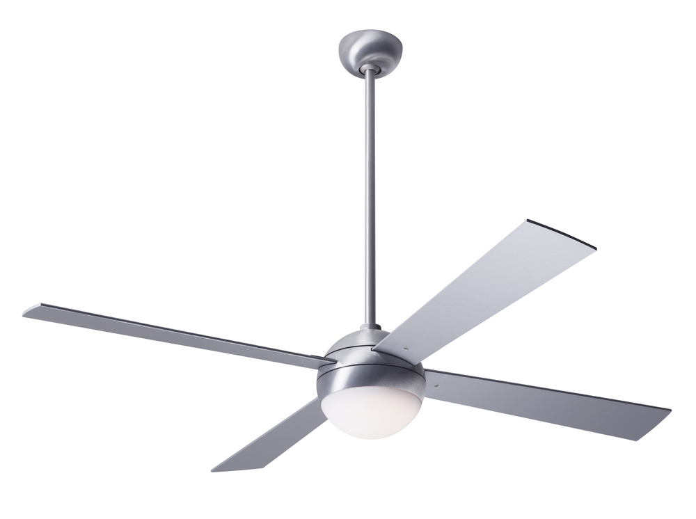 Ball Fan; Brushed Aluminum Finish; 52&#34; White Blades; 20W LED; Handheld Remote Control (2-wire)