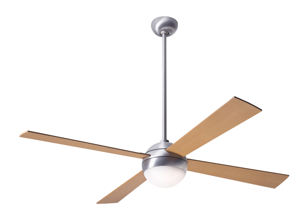 Ball Fan; Brushed Aluminum Finish; 42&#34; Maple Blades; 20W LED; Wall Control with Remote Handset (