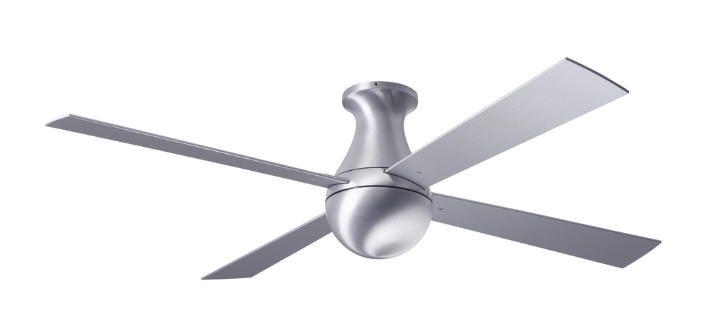 Ball Flush Fan; Brushed Aluminum Finish; 52&#34; White Blades; No Light; Handheld Remote Control (2-