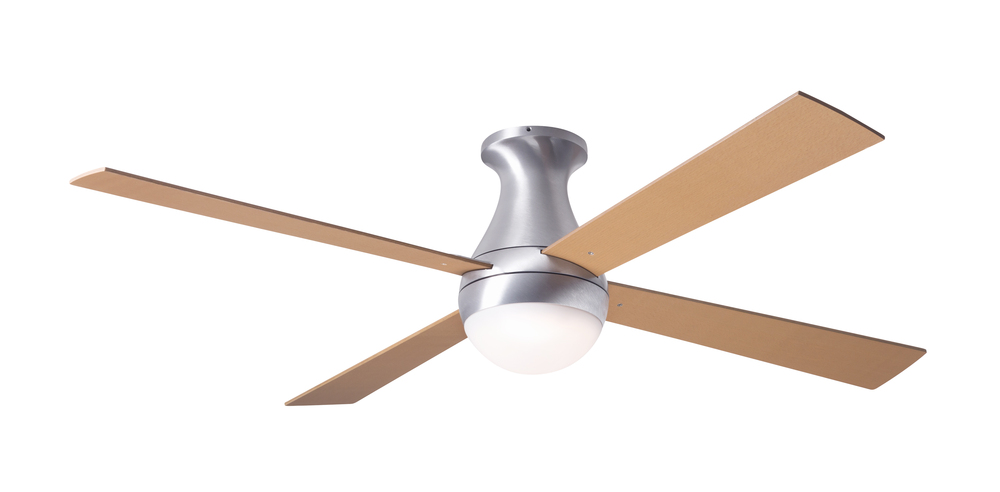 Ball Flush Fan; Brushed Aluminum Finish; 52&#34; Maple Blades; 20W LED; Handheld Remote Control (2-w