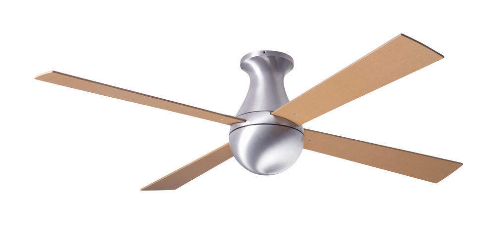 Ball Flush Fan; Brushed Aluminum Finish; 42&#34; Maple Blades; No Light; Wall Control with Remote Ha