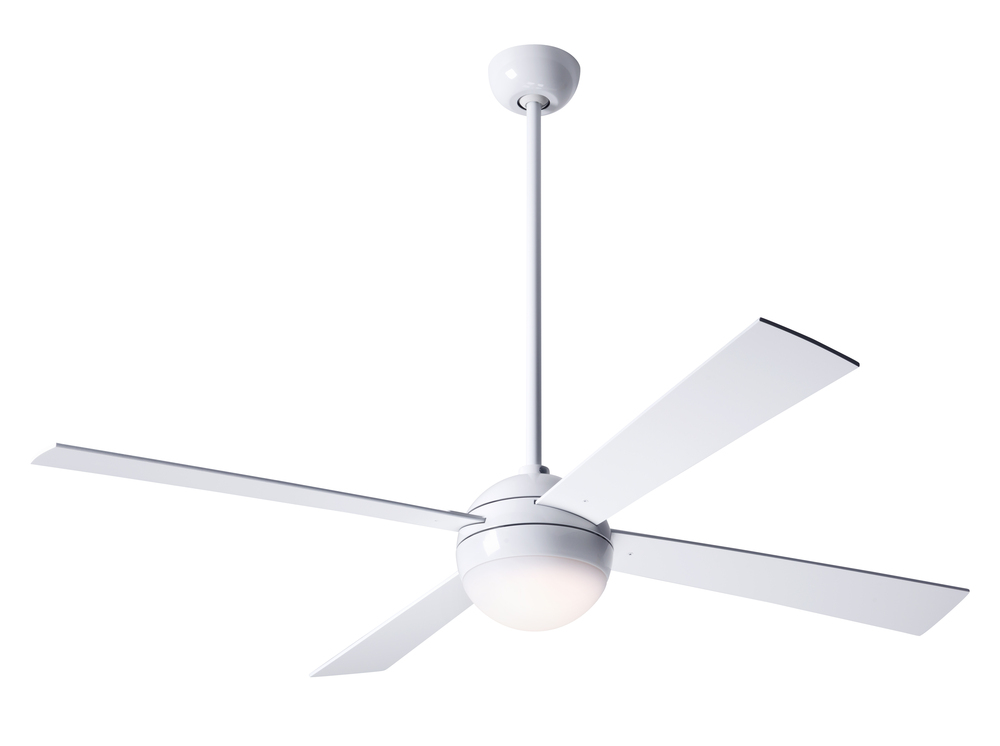 Ball Fan; Gloss White Finish; 52&#34; White Blades; 20W LED; Wall Control with Remote Handset (2-wir