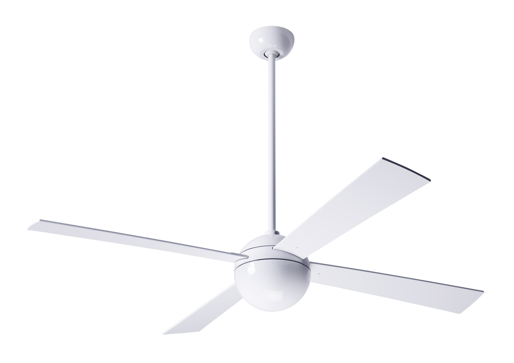 Ball Fan; Gloss White Finish; 52&#34; Aluminum Blades; No Light; Fan Speed and Light Control (3-wire