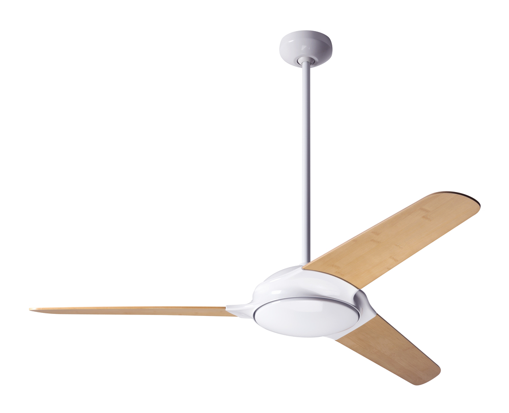 Flow Fan; Gloss White Finish; 52&#34; Nickel Blades; No Light; Fan Speed and Light Control (3-wire)