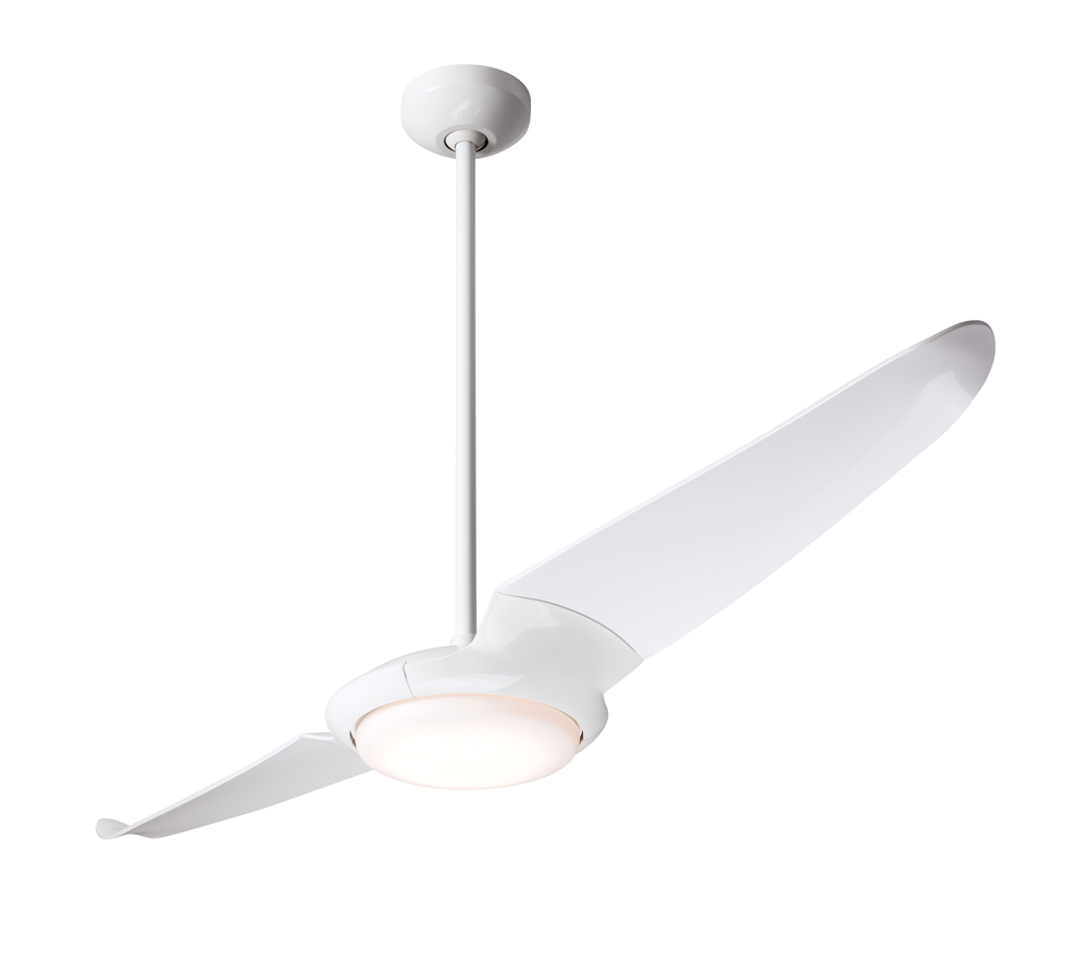 IC/Air (2 Blade ) Fan; Gloss White Finish; 56&#34; Nickel Blades; 20W LED; Wall/Remote Combo Control