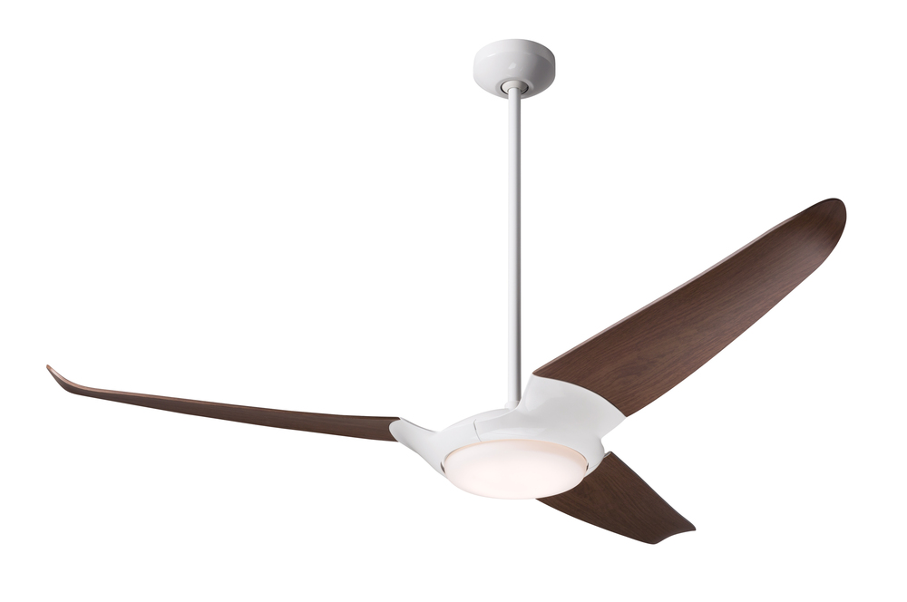 IC/Air (3 Blade ) Fan; Gloss White Finish; 56&#34; Mahogany Blades; 20W LED; Remote Control