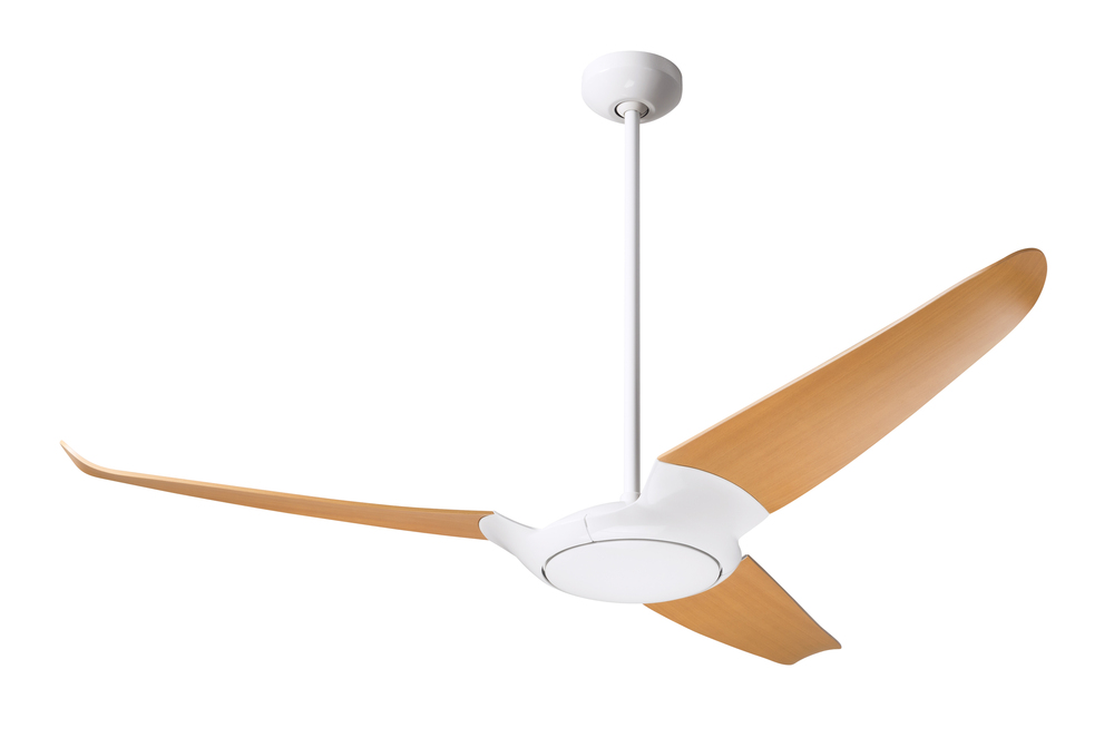 IC/Air (3 Blade ) Fan; Gloss White Finish; 56&#34; Maple Blades; No Light; Remote Control