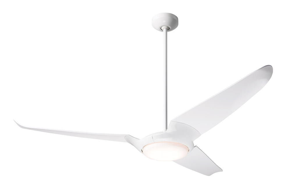 IC/Air (3 Blade ) Fan; Gloss White Finish; 56&#34; Nickel Blades; 20W LED; Remote Control