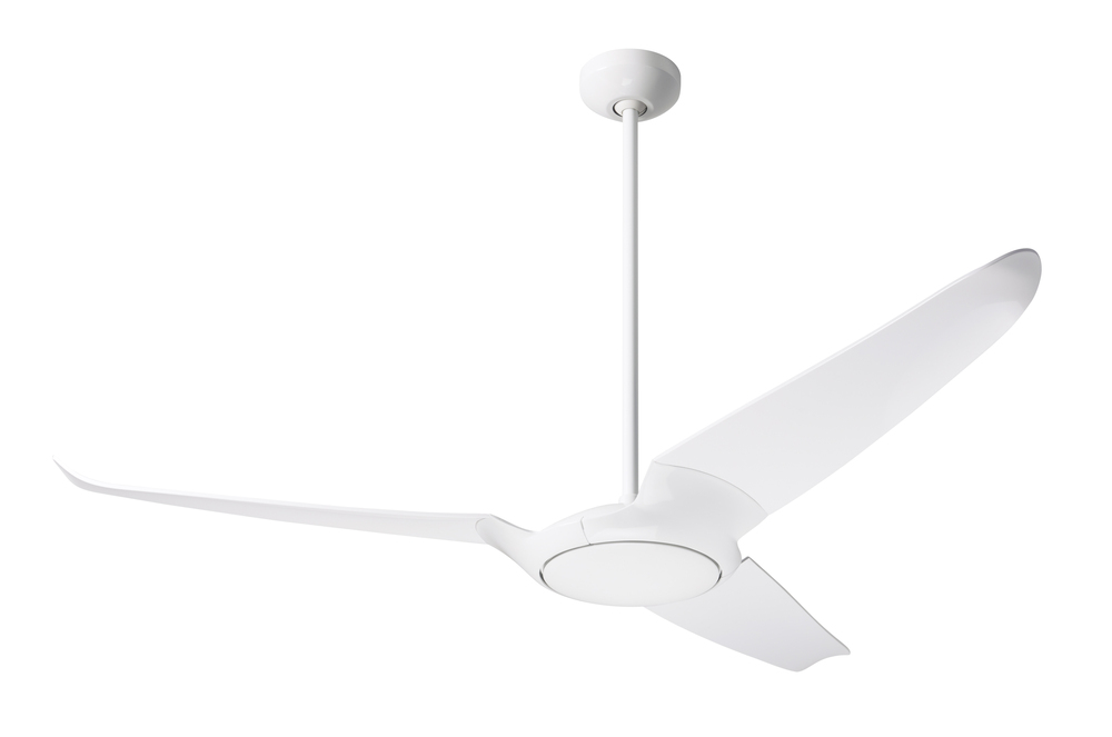 IC/Air (3 Blade ) Fan; Gloss White Finish; 56&#34; Ebony Blades; No Light; Wall Control