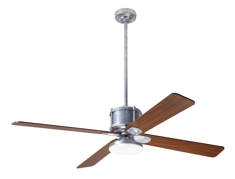 Industry DC Fan; Galvanized Finish; 50&#34; Mahogany Blades; 20W LED Open; Wall Control