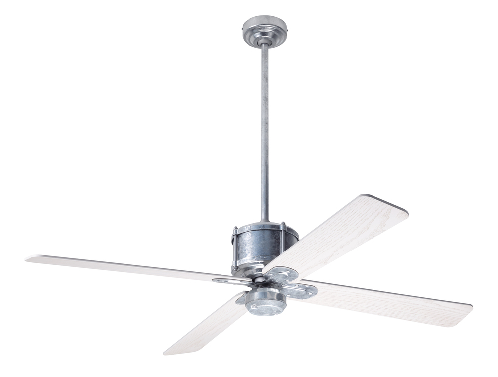 Industry DC Fan; Galvanized Finish; 50&#34; Whitewash Blades; No Light; Wall/Remote Combo Control