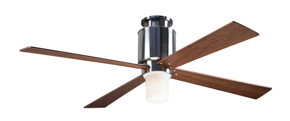 Lapa Flush Fan; Bright Nickel Finish; 50&#34; Mahogany Blades; 17W LED; Handheld Remote Control (2-w