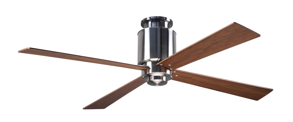 Lapa Flush Fan; Bright Nickel Finish; 50&#34; Mahogany Blades; No Light; Handheld Remote Control (2-