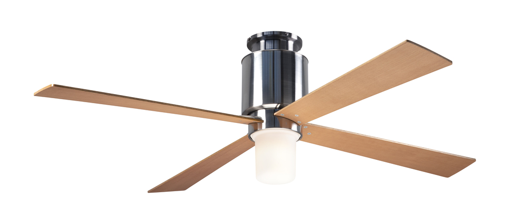 Lapa Flush Fan; Bright Nickel Finish; 50&#34; Maple Blades; 17W LED; Wall Control with Remote Handse