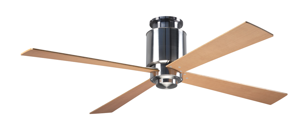 Lapa Flush Fan; Bright Nickel Finish; 50&#34; Maple Blades; No Light; Wall Control with Remote Hands