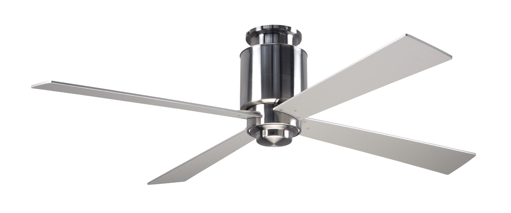 Lapa Flush Fan; Bright Nickel Finish; 50&#34; Silver Blades; No Light; Handheld Remote Control (2-wi