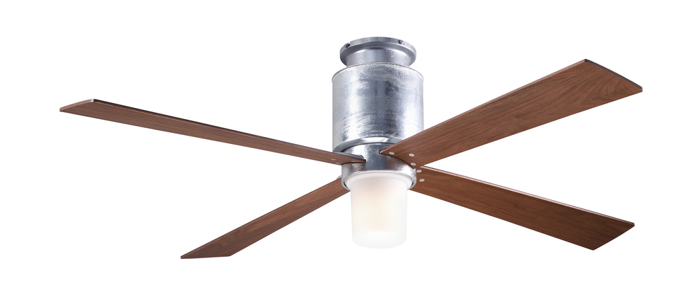 Lapa Flush Fan; Galvanized Finish; 50&#34; Mahogany Blades; 17W LED; Handheld Remote Control (2-wire