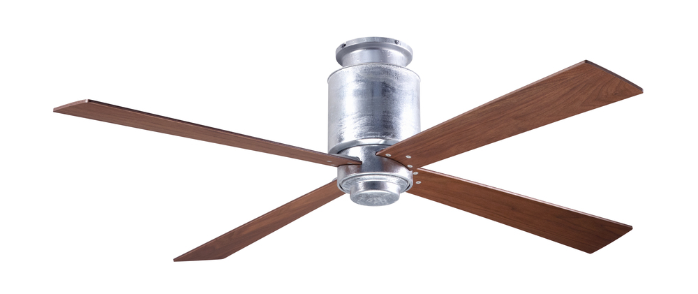 Lapa Flush Fan; Galvanized Finish; 50&#34; Mahogany Blades; No Light; Wall Control with Remote Hands