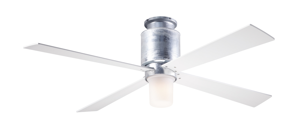 Lapa Flush Fan; Galvanized Finish; 50&#34; White Blades; 17W LED; Fan Speed and Light Control (3-wir