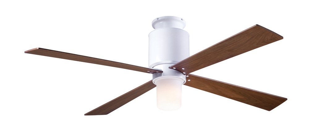 Lapa Flush Fan; Gloss White Finish; 50&#34; Mahogany Blades; 17W LED; Wall Control with Remote Hands