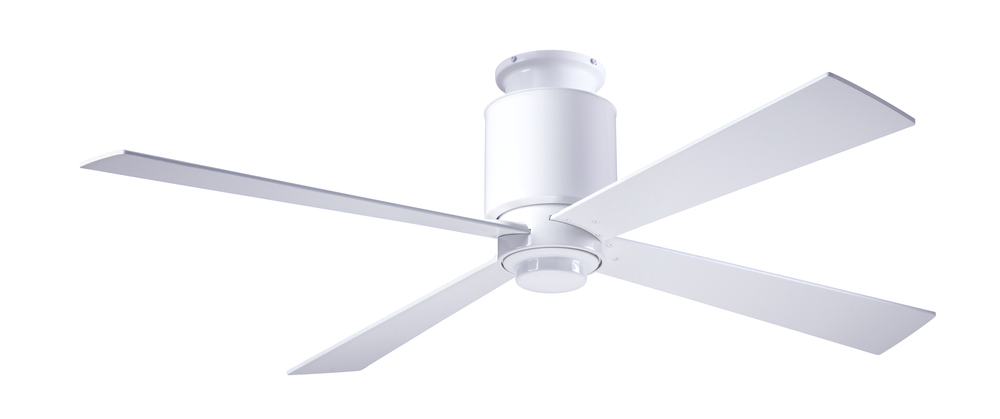 Lapa Flush Fan; Gloss White Finish; 50&#34; Silver Blades; No Light; Handheld Remote Control (2-wire