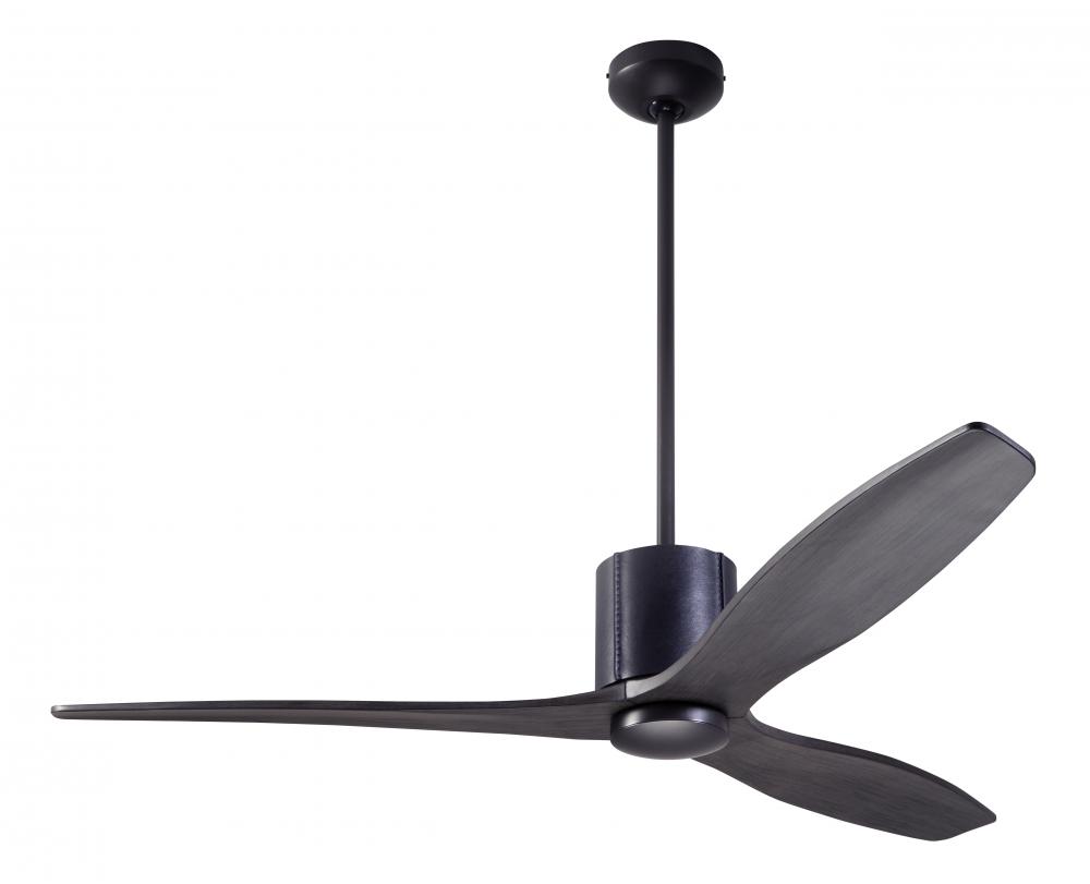 LeatherLuxe DC Fan; Dark Bronze Finish with Black Leather; 54&#34; Ebony Blades; No Light; Wall Cont